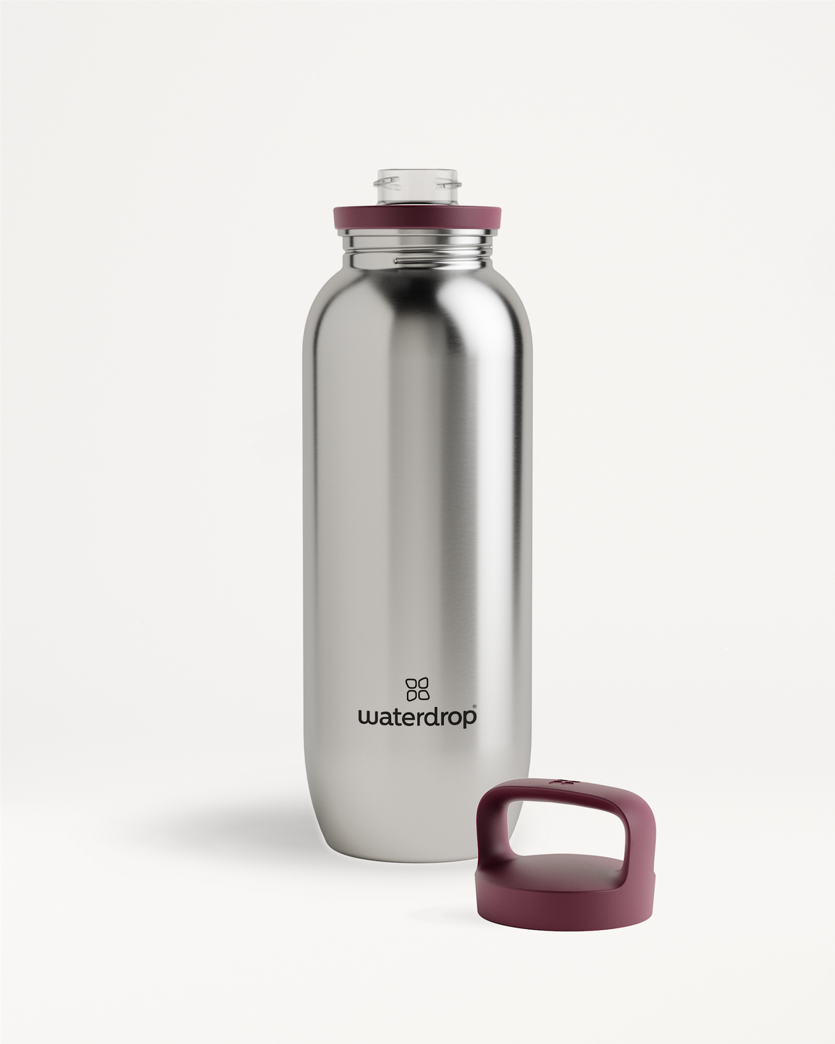 Borraccia Ultraleggera con Coperchio termico rosso, logo in evidenza.