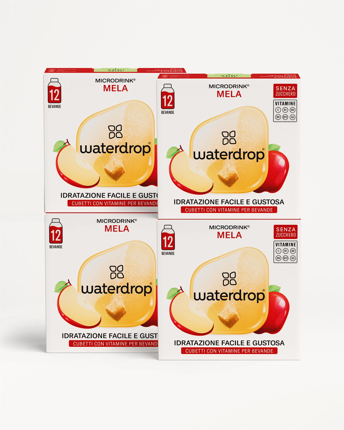 Set Microdrink 3+1 Mela: 4 confezioni da 12 bevande, senza zucchero, vitaminizzate.