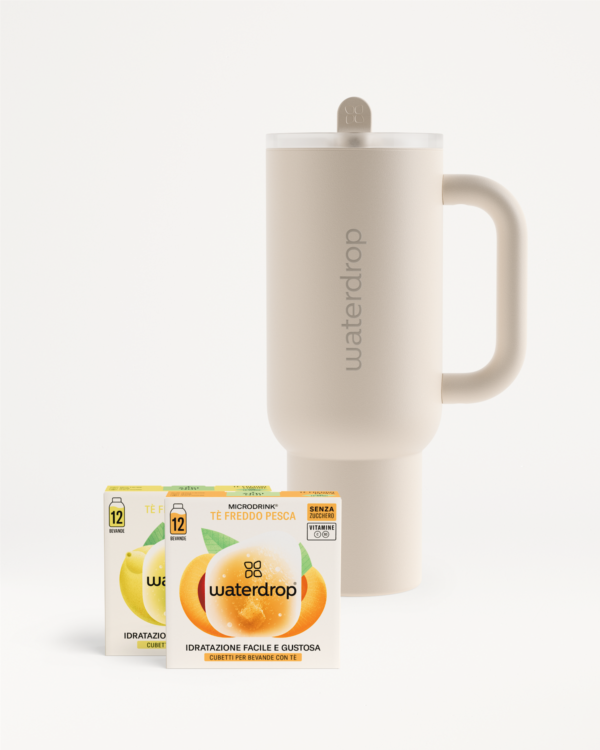 Set Modalità CHILL: Borraccia isolante Waterdrop con Microdrink Tè Freddo Pesca e Limone.