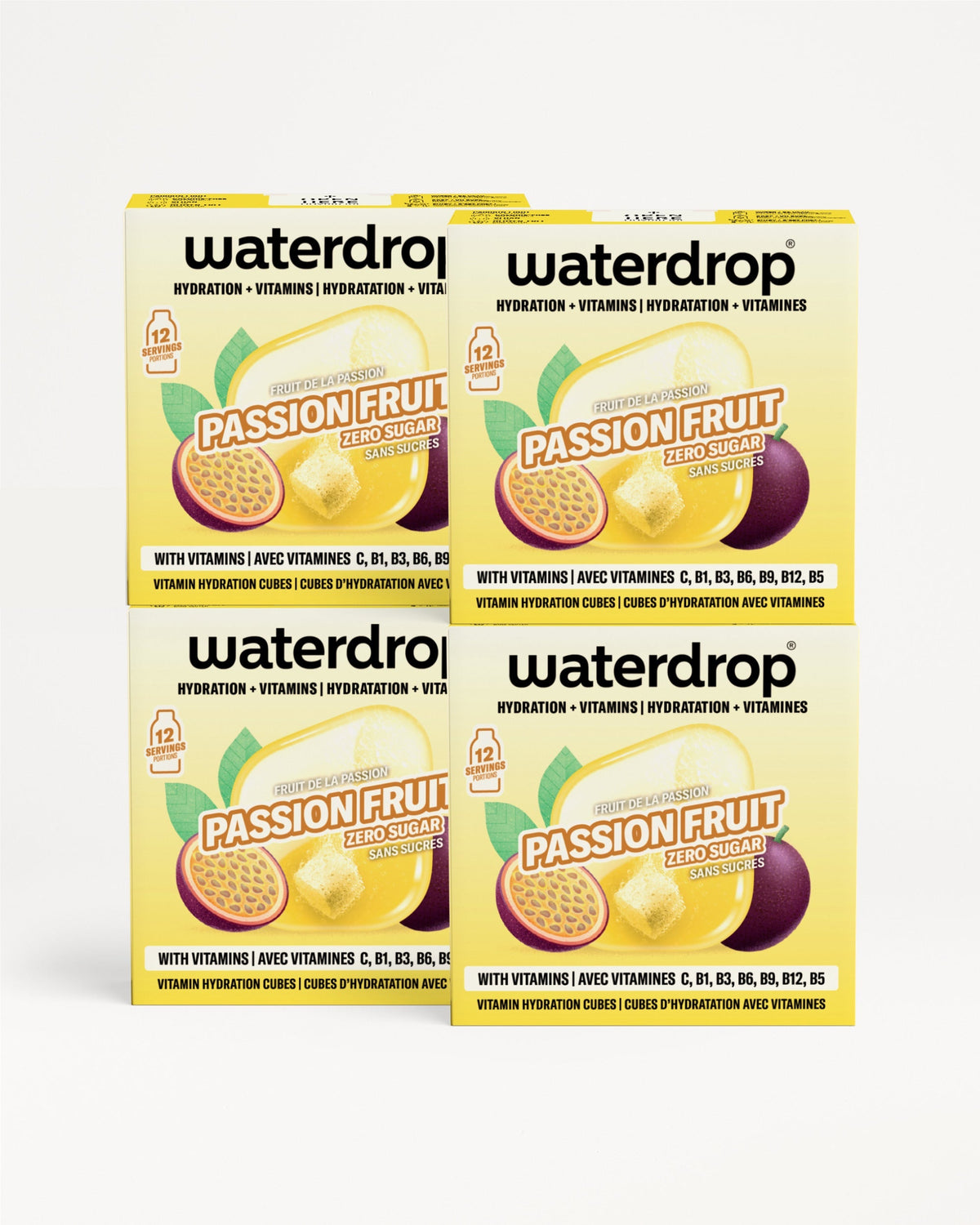 Set Microdrink 3+1, cubetti idratazione vitamina, gusto Passion Fruit.