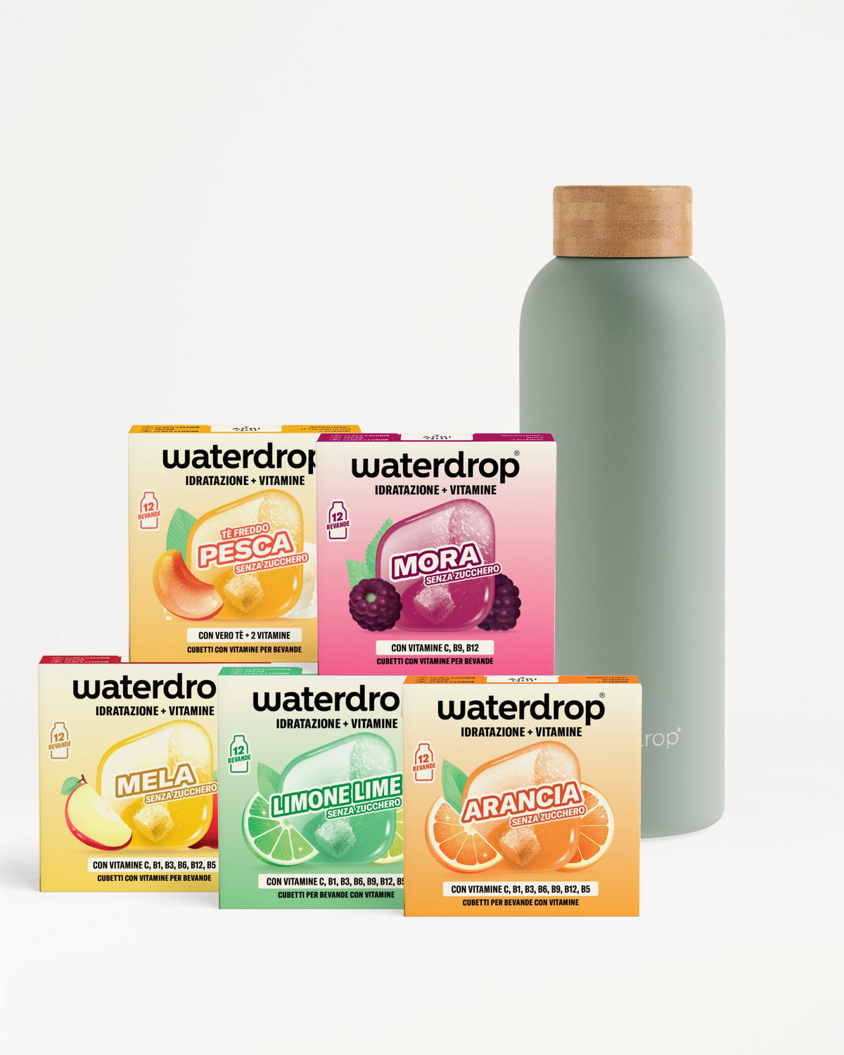 Set 30 Giorni Starter Thermo Steel con cubetti idratazione e bottiglia.
