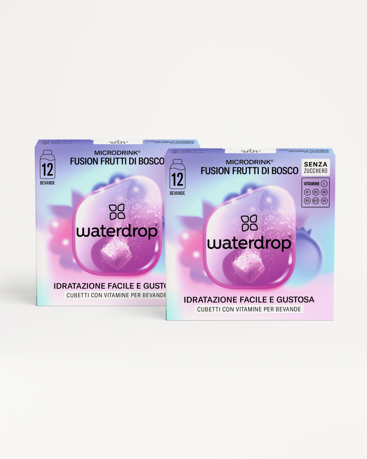 Confezione Doppia Summer Fusion di waterdrop® con logo in evidenza.