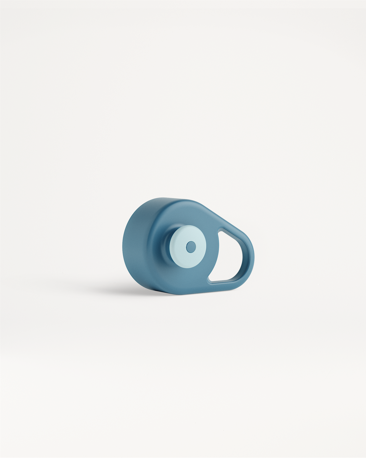 Tappo Pull-Up: fob blu teardrop con anello di attacco.