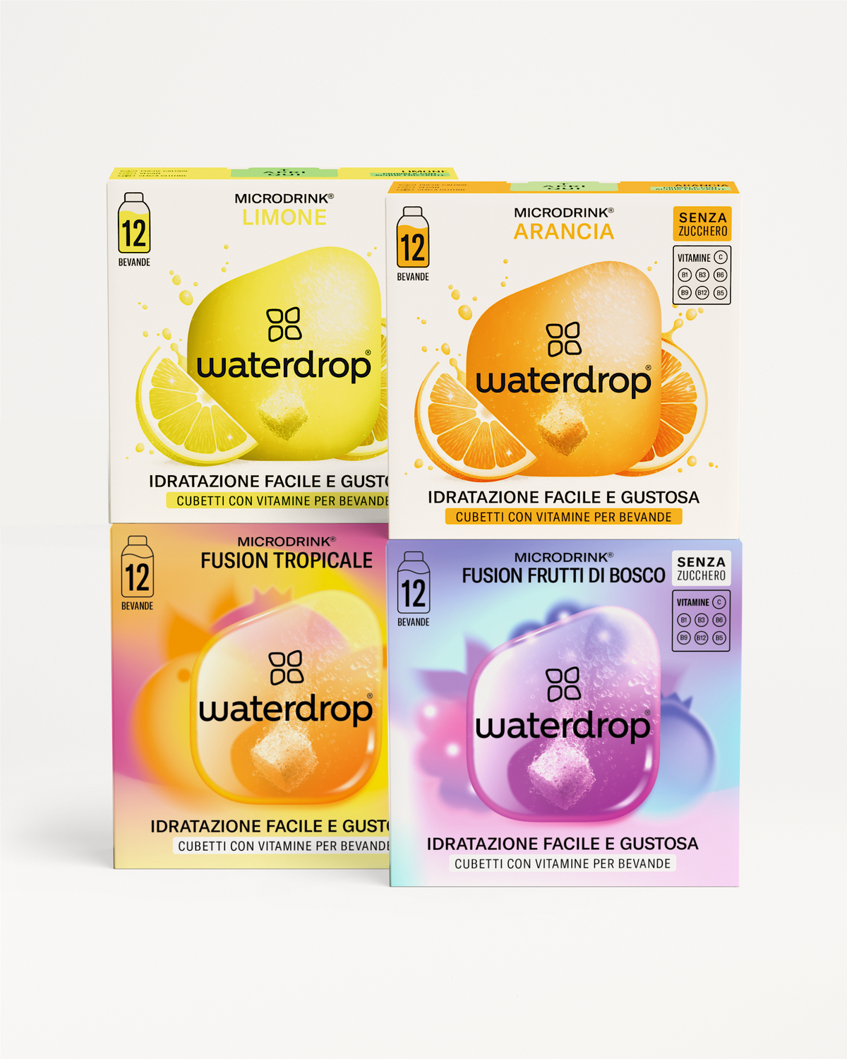 Set Riscopri l'Estate 3+1: quattro gusti Microdrink waterdrop.