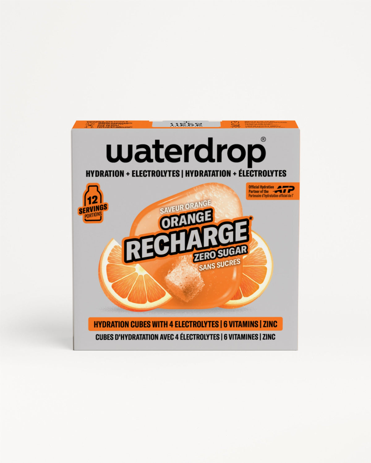Scatola Waterdrop ORANGE RECHARGE con cubetti idratanti.