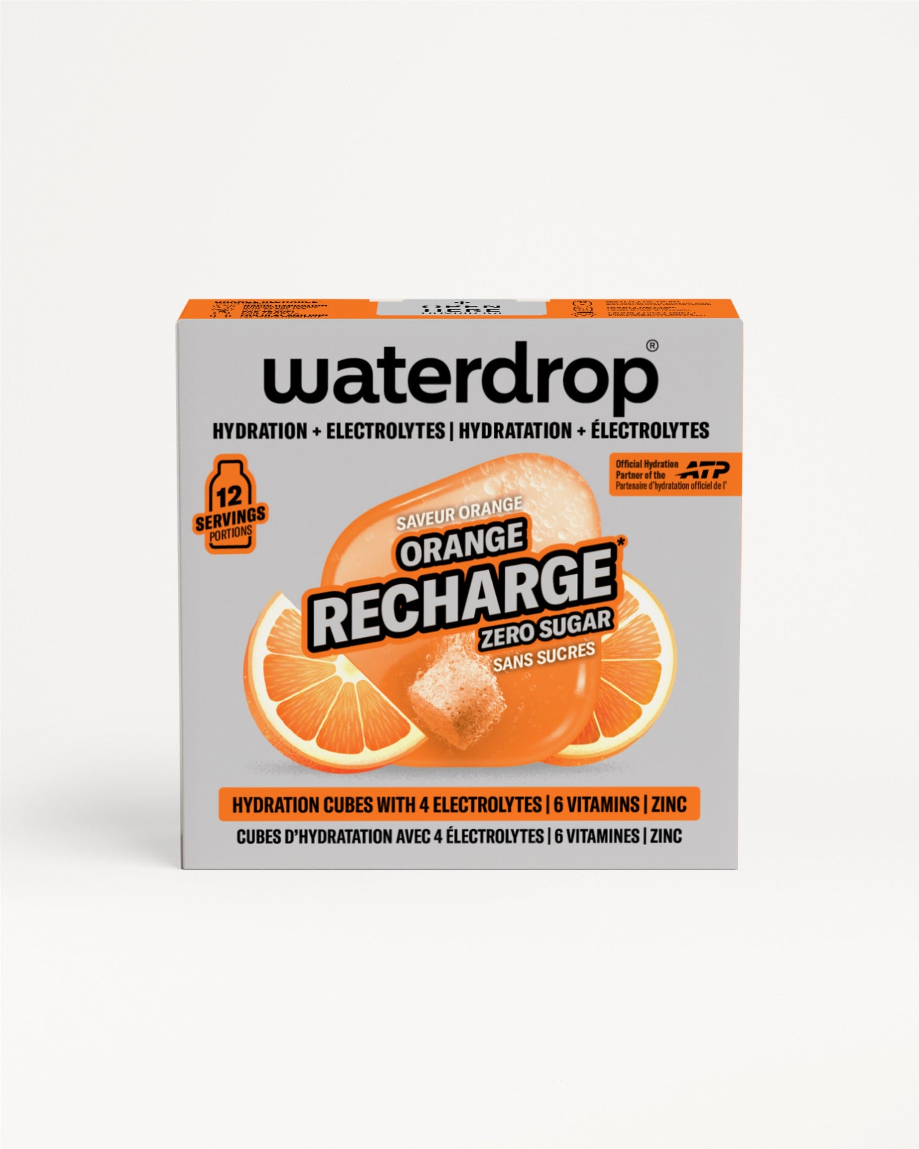 Scatola Waterdrop ORANGE RECHARGE con cubetti idratanti.