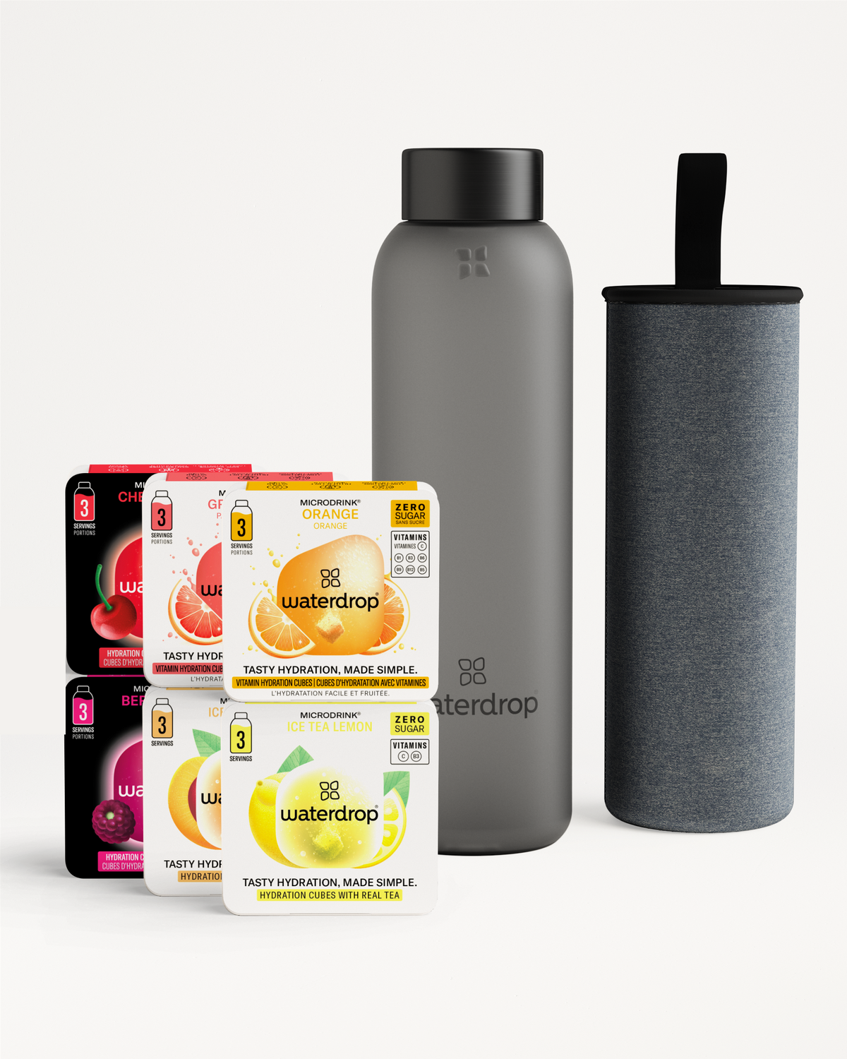 Set Scoperta Vetro con bottiglia e cubetti Microdrink.