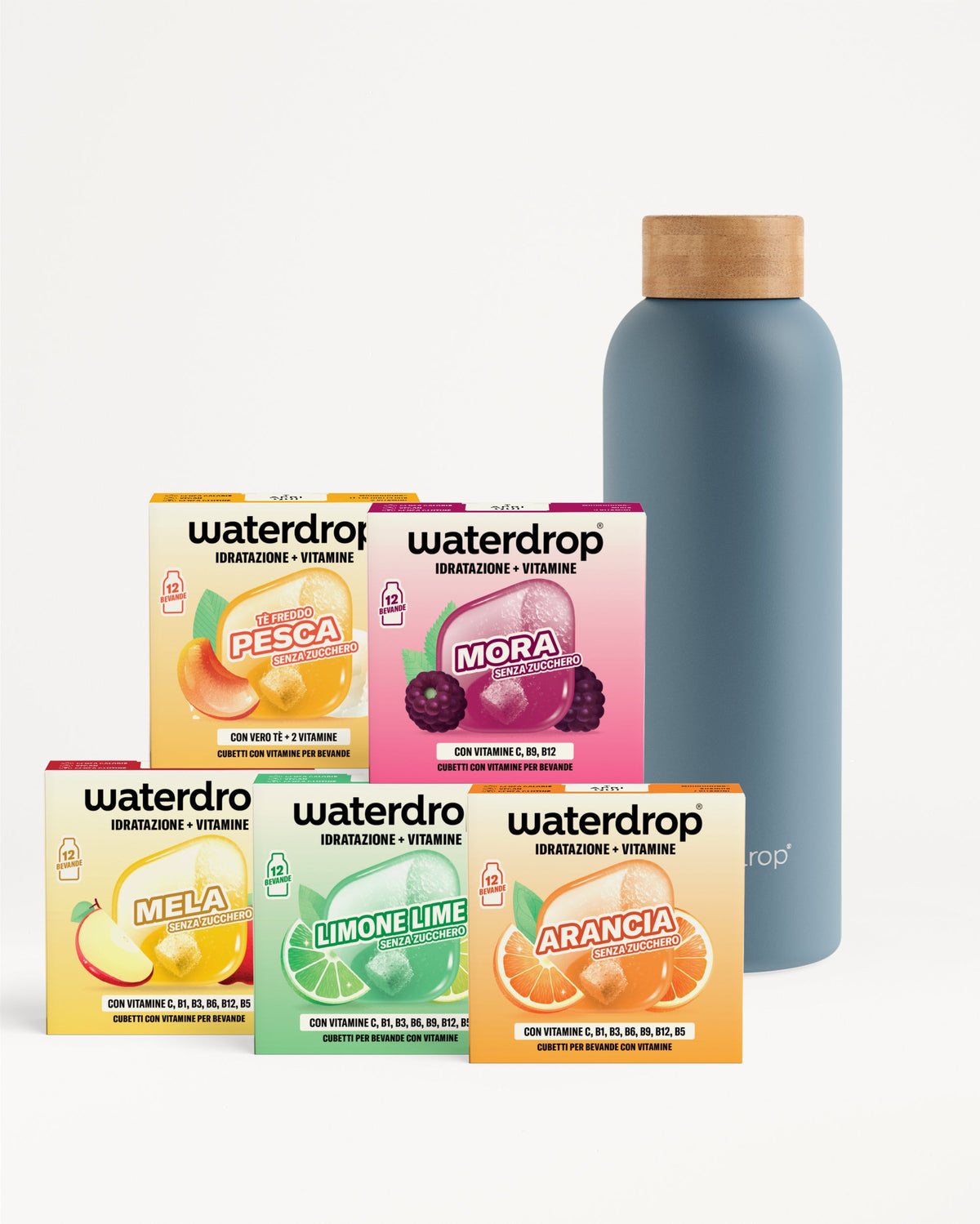 Set 30 Giorni Starter Thermo Steel con cubetti microdrink Waterdrop® e bottiglia.