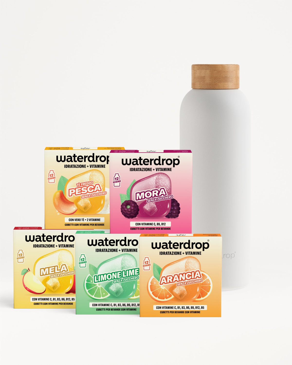30 Days Starter Set Thermo Steel: cubi Waterdrop e bottiglia riutilizzabile.