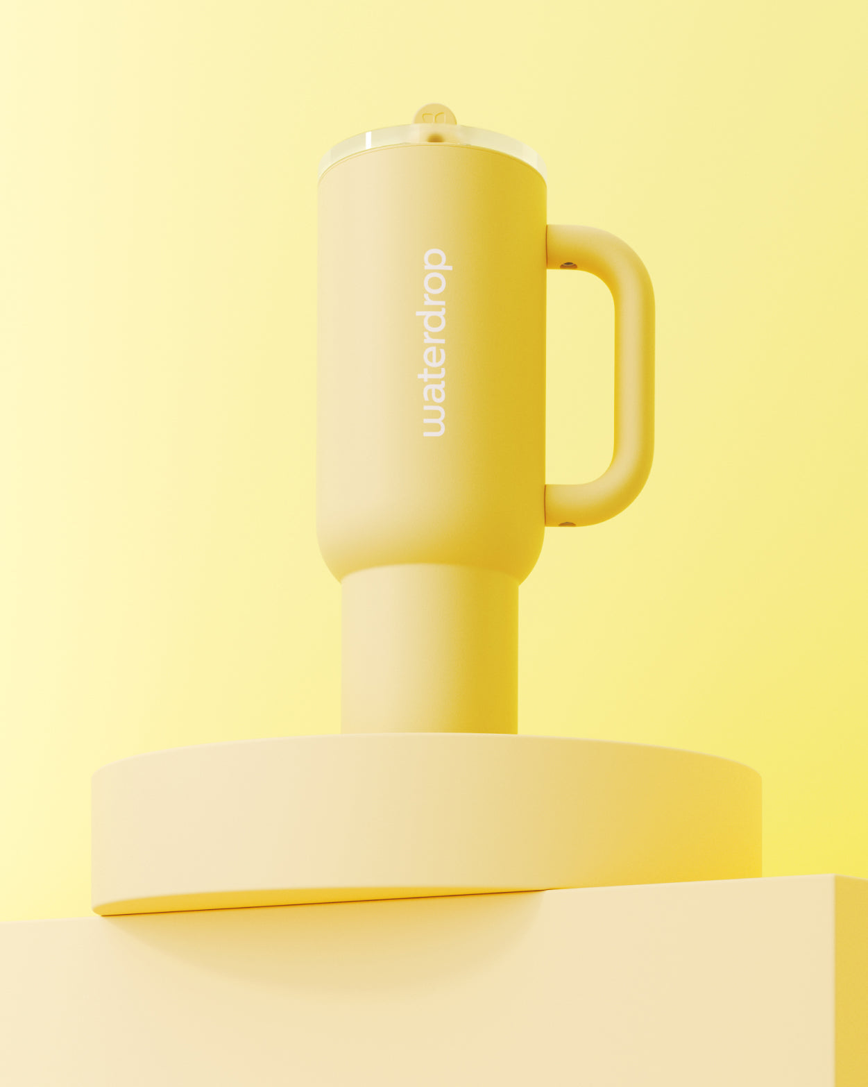 Butter Yellow Explorer Thermo Tumbler su base circolare.