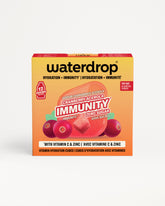 Scatola Waterdrop giallo-arancione con immagine di mirtilli rossi e coperchio rosso